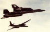 SR-71A #61-7955 in Flight with a U-2 Dragon Lady (Lockheed Photo)